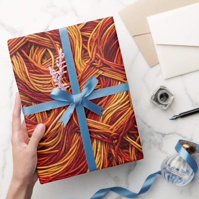 Abstrakt bikakemönstrad eldröd trådinslagspapper presentpapper (Gifting)