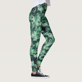 Abstrakt-bild som färgas mosaik i skuggor av grönt leggings