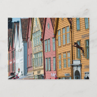 Abstrakt bild Tyske Bryggen trähus Bergen Vykort
