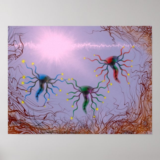 Abstrakt bioluminiscent energimålning poster (Framsidan)