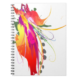 Abstrakt Bird of Paradise Paint Splatters Anteckningsbok Med Spiral