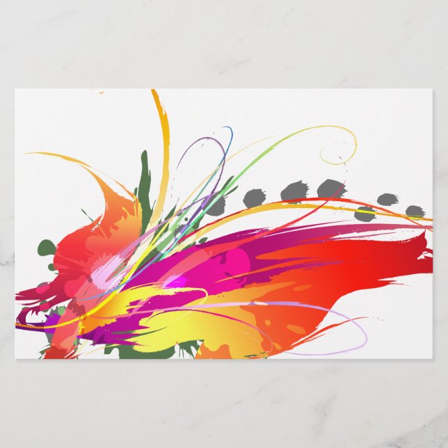 Abstrakt Bird of Paradise Paint Splatters Brevpapper (Framsida)