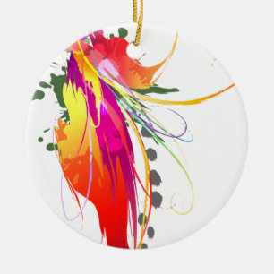 Abstrakt Bird of Paradise Paint Splatters Julgransprydnad Keramik