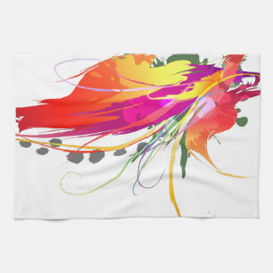 Abstrakt Bird of Paradise Paint Splatters Kökshandduk