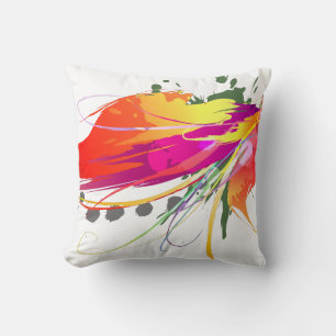 Abstrakt Bird of Paradise Paint Splatters Kudde