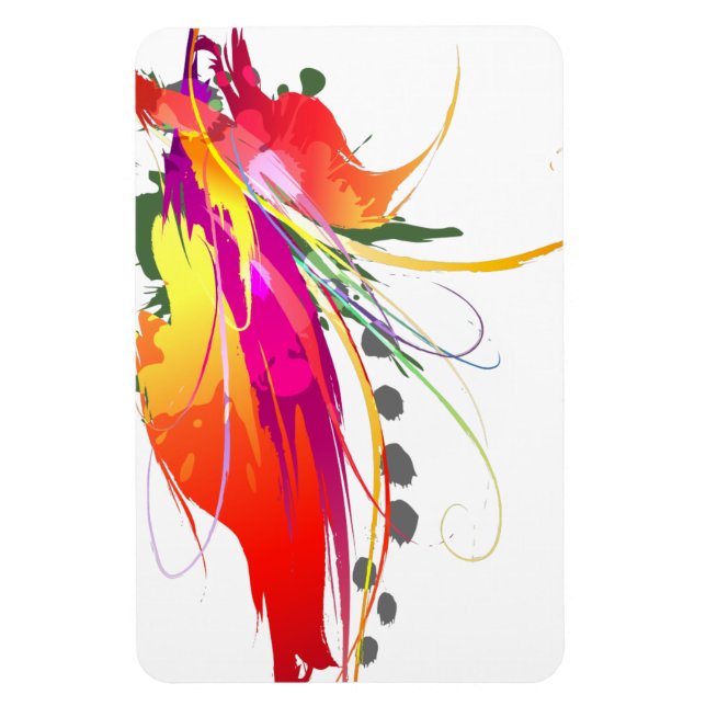 Abstrakt Bird of Paradise Paint Splatters Magnet (Vertikal)
