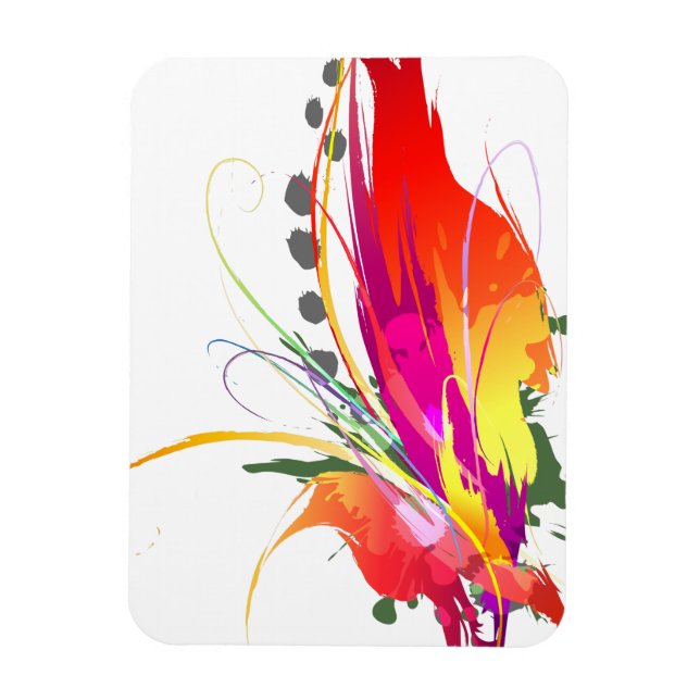 Abstrakt Bird of Paradise Paint Splatters Magnet (Vertikal)