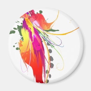 Abstrakt Bird of Paradise Paint Splatters Magnet