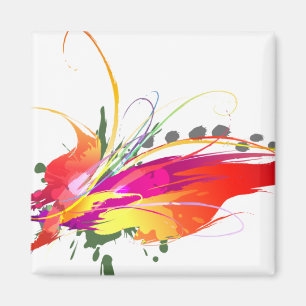 Abstrakt Bird of Paradise Paint Splatters Magnet