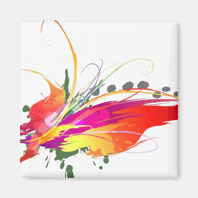 Abstrakt Bird of Paradise Paint Splatters Magnet (Framsidan)