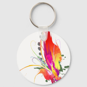 Abstrakt Bird of Paradise Paint Splatters Nyckelring
