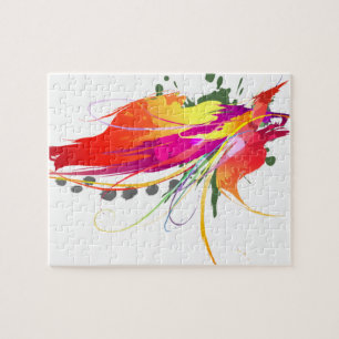 Abstrakt Bird of Paradise Paint Splatters Pussel