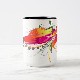 Abstrakt Bird of Paradise Paint Splatters Två-Tonad Mugg