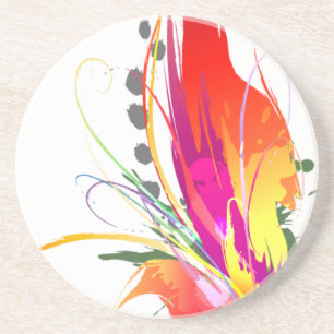 Abstrakt Bird of Paradise Paint Splatters Underlägg