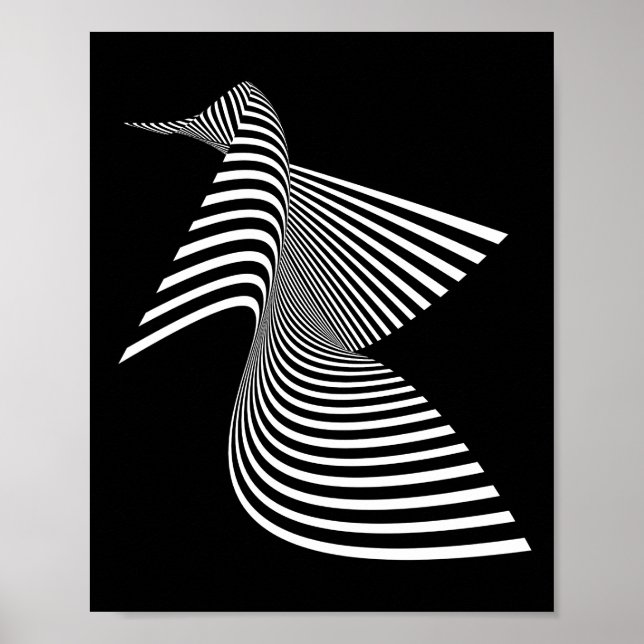 Abstrakt Bird - Optical Art Poster (Framsidan)