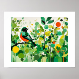 Abstrakt Bird som står på Gren Poster