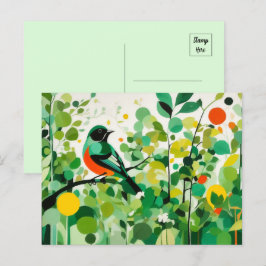 Abstrakt Bird som står på Gren Vykort