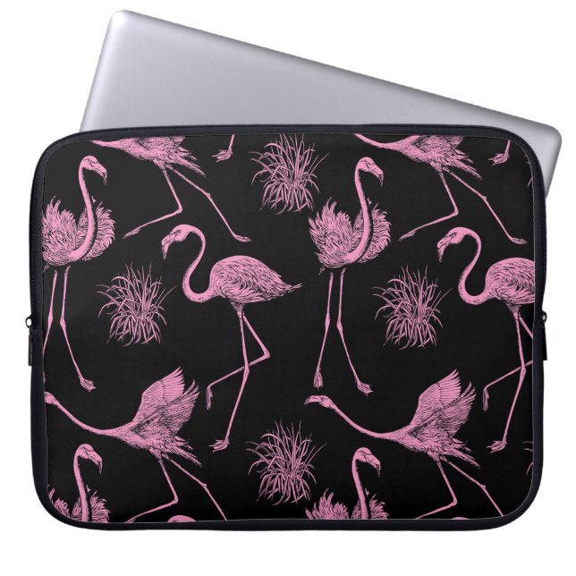 Abstrakt Birds: Monokrom Mode Mönster Laptop Fodral (Framsidan)