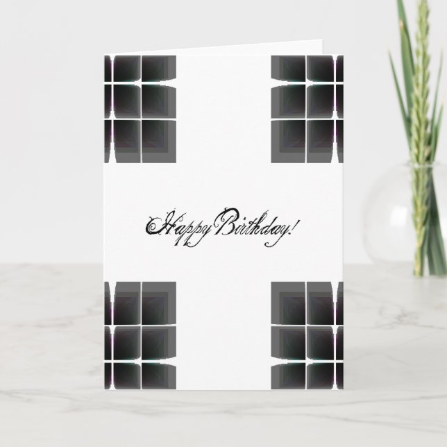 Abstrakt Birthday Design in Black and White Kort (Framsida)