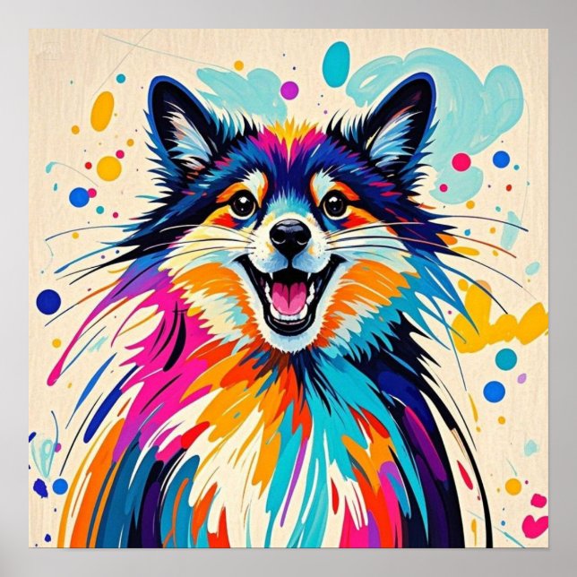 Abstrakt björn, gullig lycklig djurkonst poster (Framsidan)