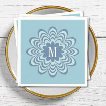 Abstrakt blå blomma anpassad monogram initial