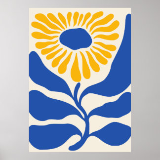 Abstrakt blå blomma poster