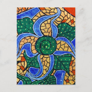 Abstrakt blå blomma vykort