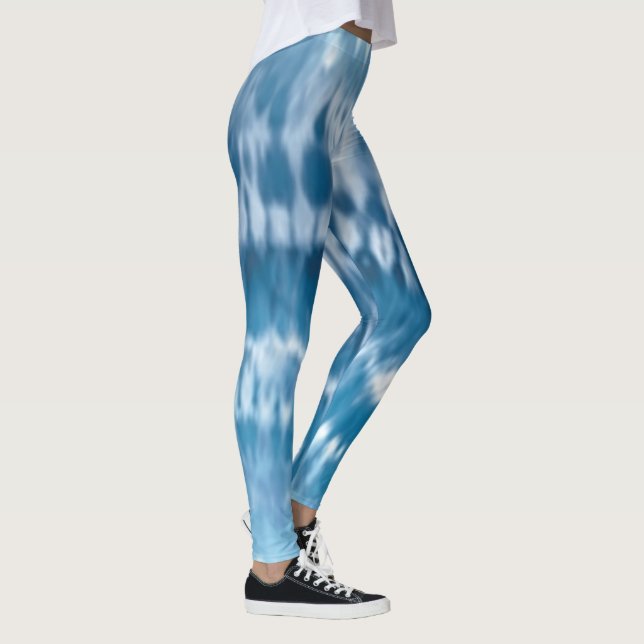 Abstrakt Blå färgpigment Leggings (Höger)