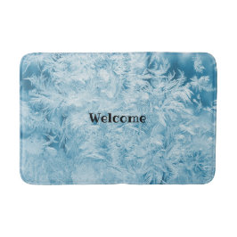 abstrakt blå fjädrar och snöflingor badrumsmatta