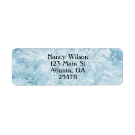 abstrakt blå fjädrar och snöflingor returadress etikett