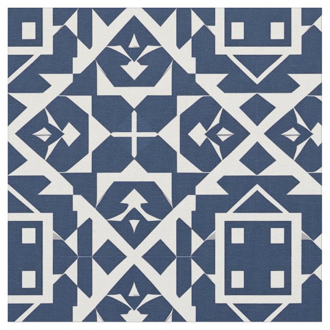 Abstrakt Blå Geometrisk Design Tyg (Närbild)