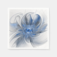 Abstrakt Blå Grå Akvarell Fraktal Konst Blomma
