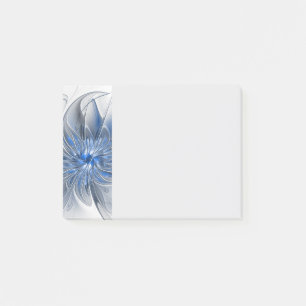 Abstrakt Blå Grå Akvarell Fraktal Konst Blomma Post-it Block
