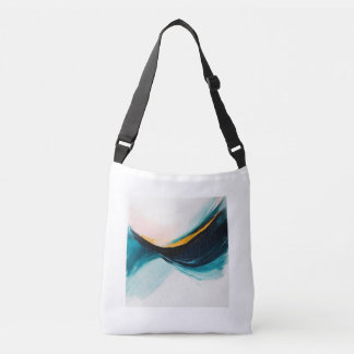 Abstrakt blå guld-penseldrag axelväska