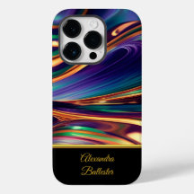 Abstrakt Blå Lila Guld Smaragdgrön Gul