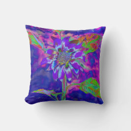 Abstrakt blå lila solros | funky i efterhand kudde