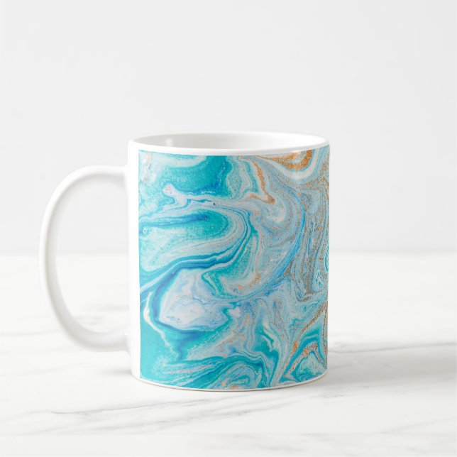Abstrakt blå marmor struktur kaffemugg (Vänster)