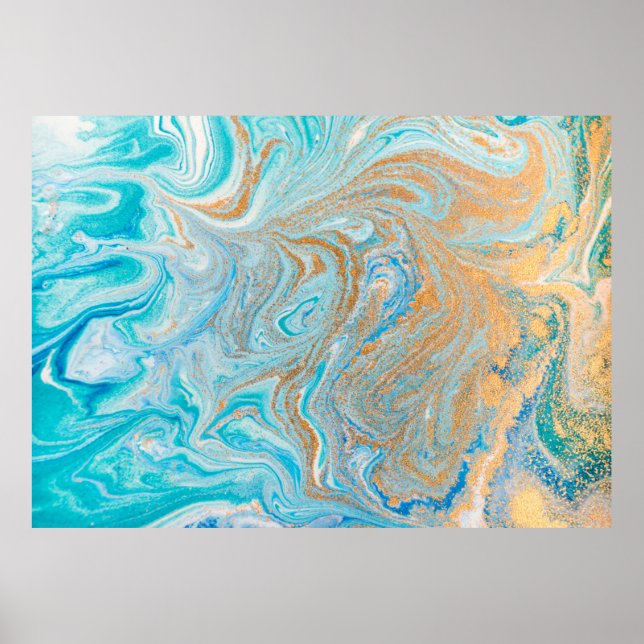 Abstrakt blå marmor struktur poster (Framsidan)