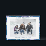 Abstrakt blå marmorvirvel Stilfull anpassad foto Julkort<br><div class="desc">Abstrakt blå marmorvirvel Stilfull anpassad fotofirande kort</div>