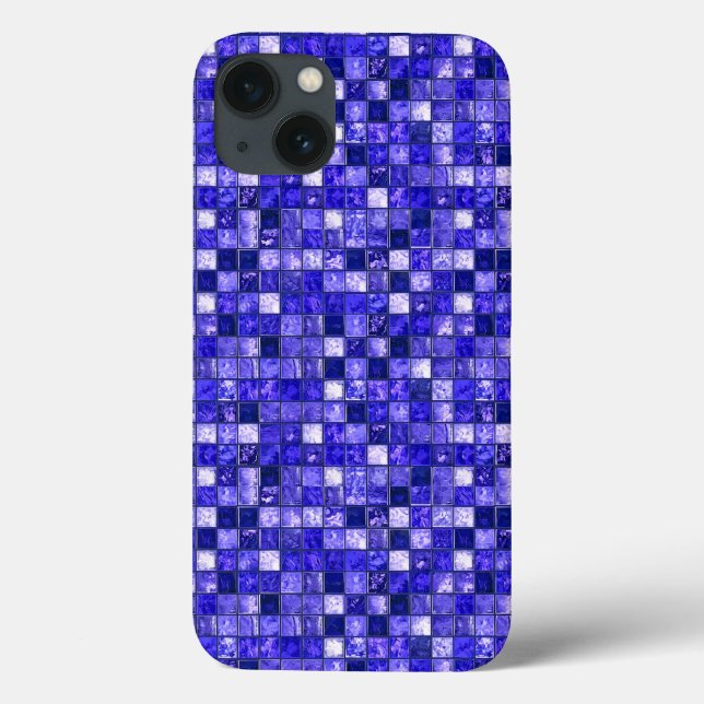 Abstrakt blå mosaikdesign med glödande texturer (Baksida)