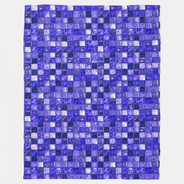Abstrakt blå mosaikdesign med glödande texturer fleecefilt (Framsidan)