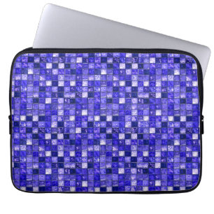 Abstrakt blå mosaikdesign med glödande texturer laptop fodral
