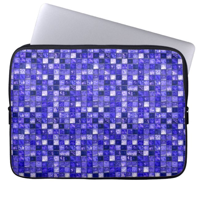 Abstrakt blå mosaikdesign med glödande texturer laptop fodral (Framsidan)