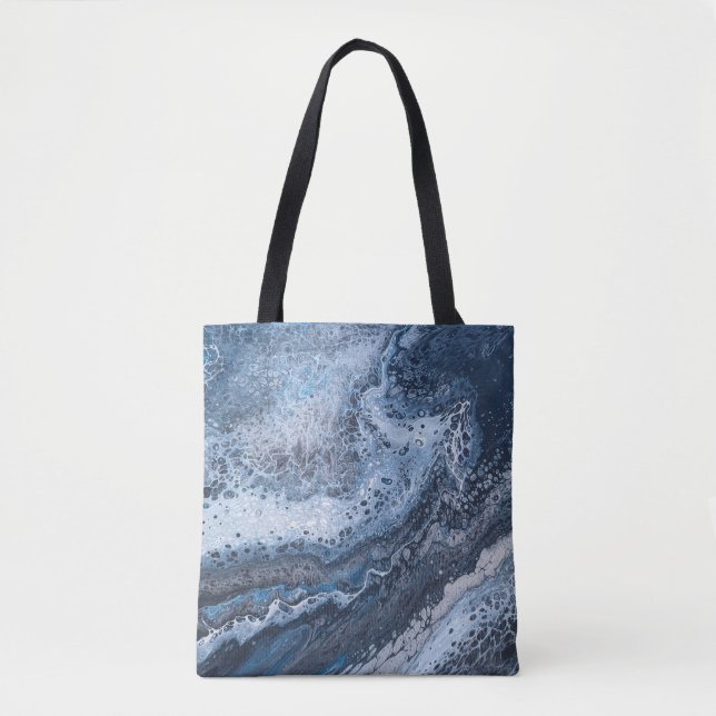 Abstrakt blå och grå havsdrift tygkasse (Framsida)
