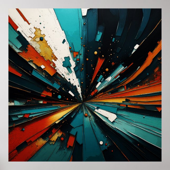 Abstrakt blå och orange 607 poster (Framsidan)