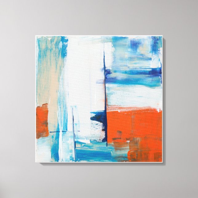 Abstrakt blå och orange modern konst canvastryck (Framsida)