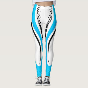 Abstrakt Blå och svart kurva Leggings