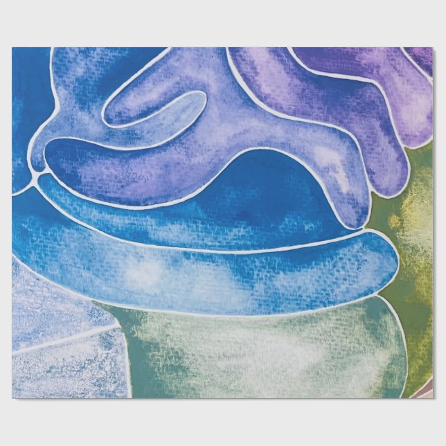 Abstrakt Blå ombre-vattenfärg Presentpapper (Platt)