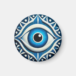Abstrakt Blå Ond Ögonsymbol Magnet