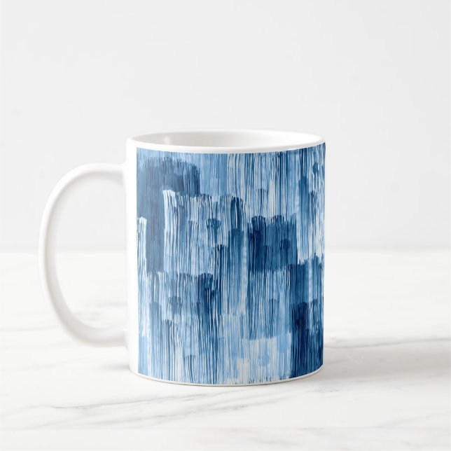 Abstrakt blå penseldrag måla mönster kaffemugg (Vänster)